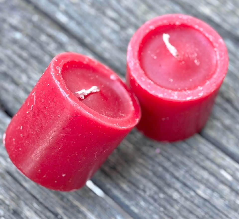 Holiday Wax Pillar Candles 3” Set of 2 Red Never Used