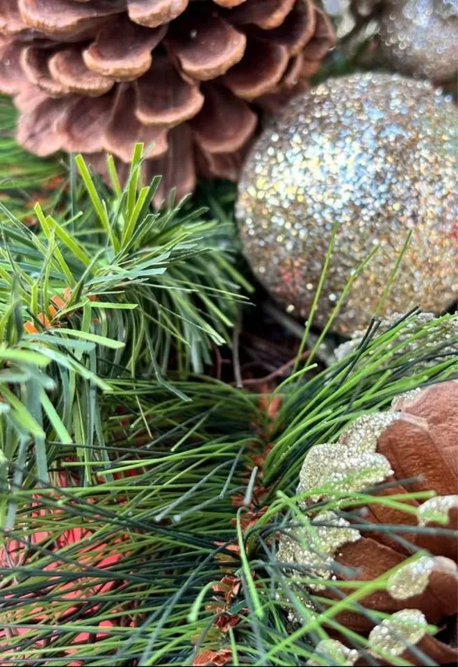 Elegant Holiday Door Swag with Pinecones & Ornaments image indicator(8)