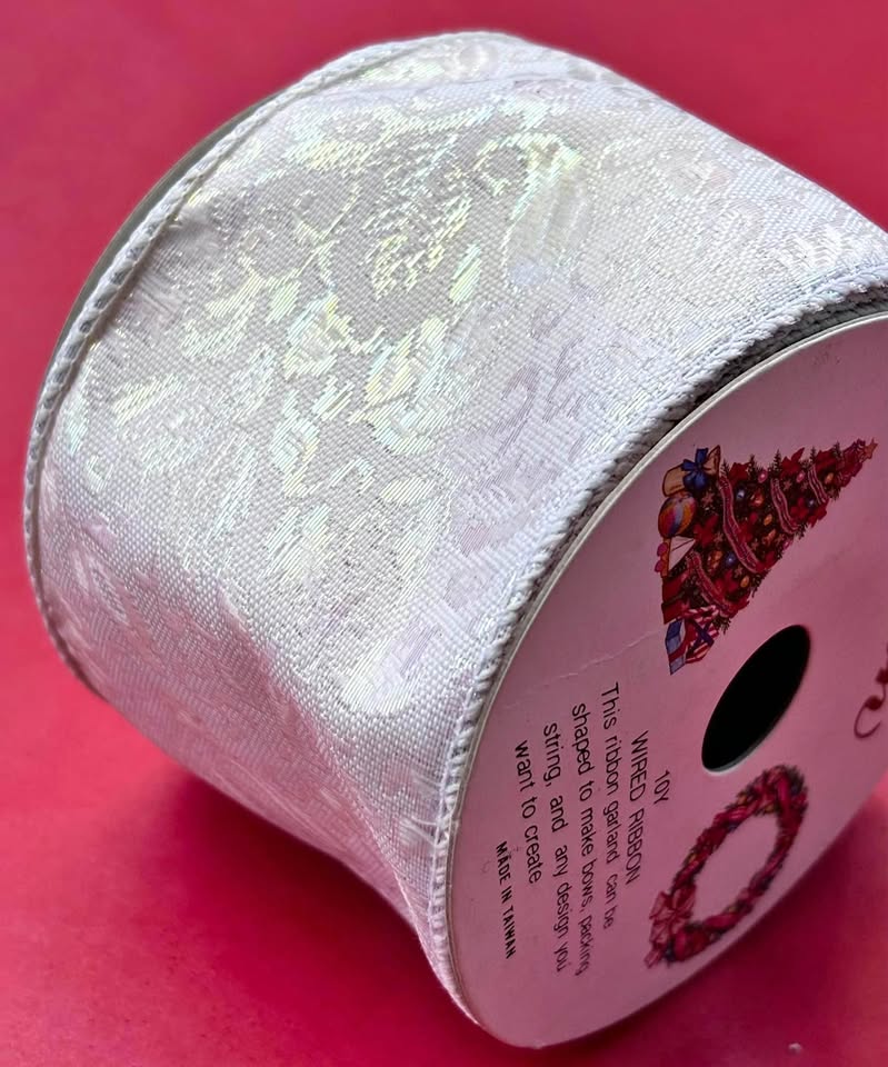 Wired Ribbon / Garland Iridescent White New