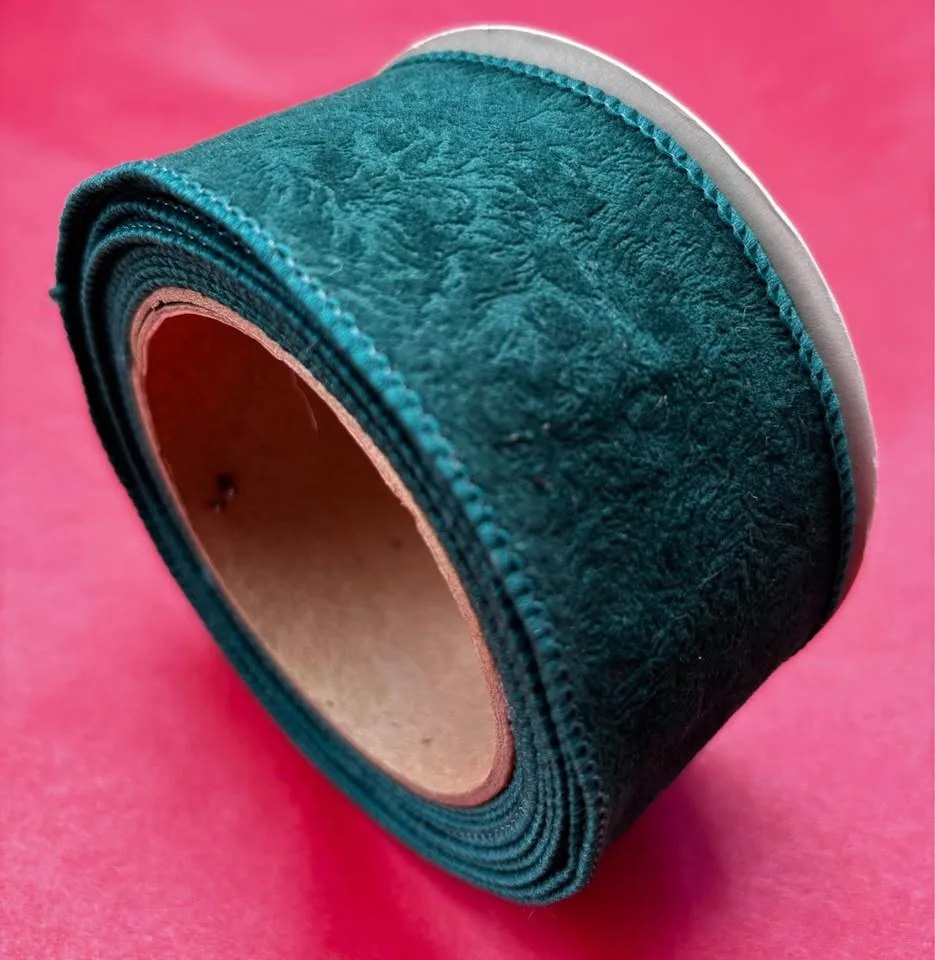 Wired Velvet Ribbon Patterned Hunter Green New image indicator(3)