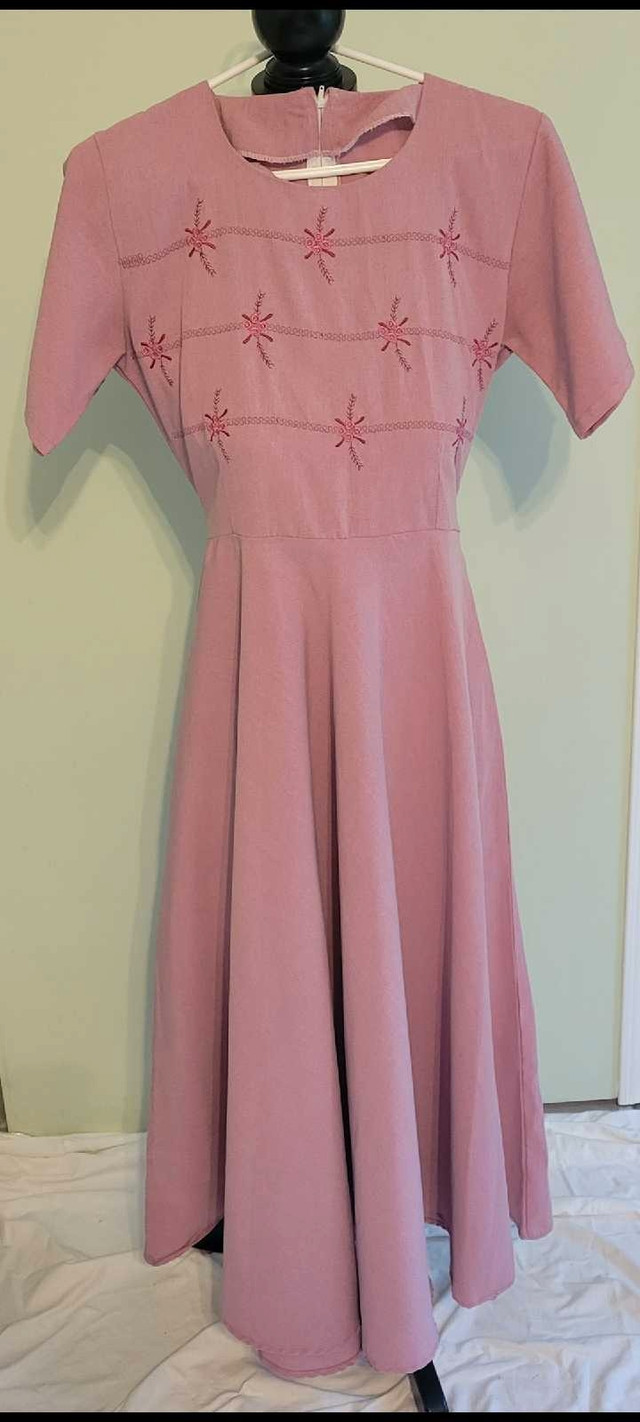Pink Midi Dress with Embroidered Details, Pink Long Dress - photo 2