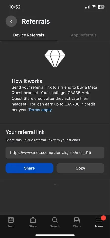 FREE $35 store credit - meta oculus quest 2 - referral code image indicator(2)