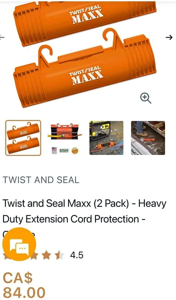 Twist and seal heavy duty extension cord protection