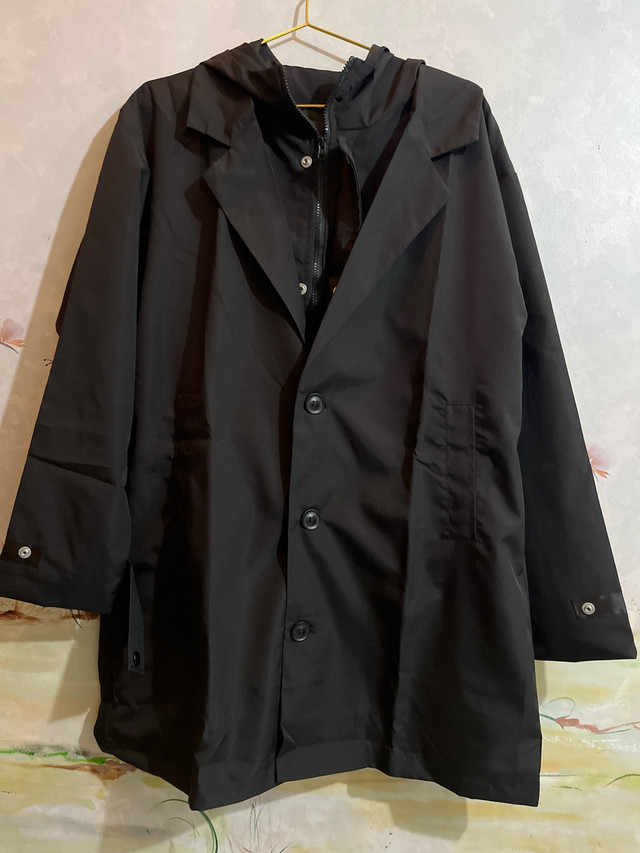 Black Hooded Trench Coat! Size XL