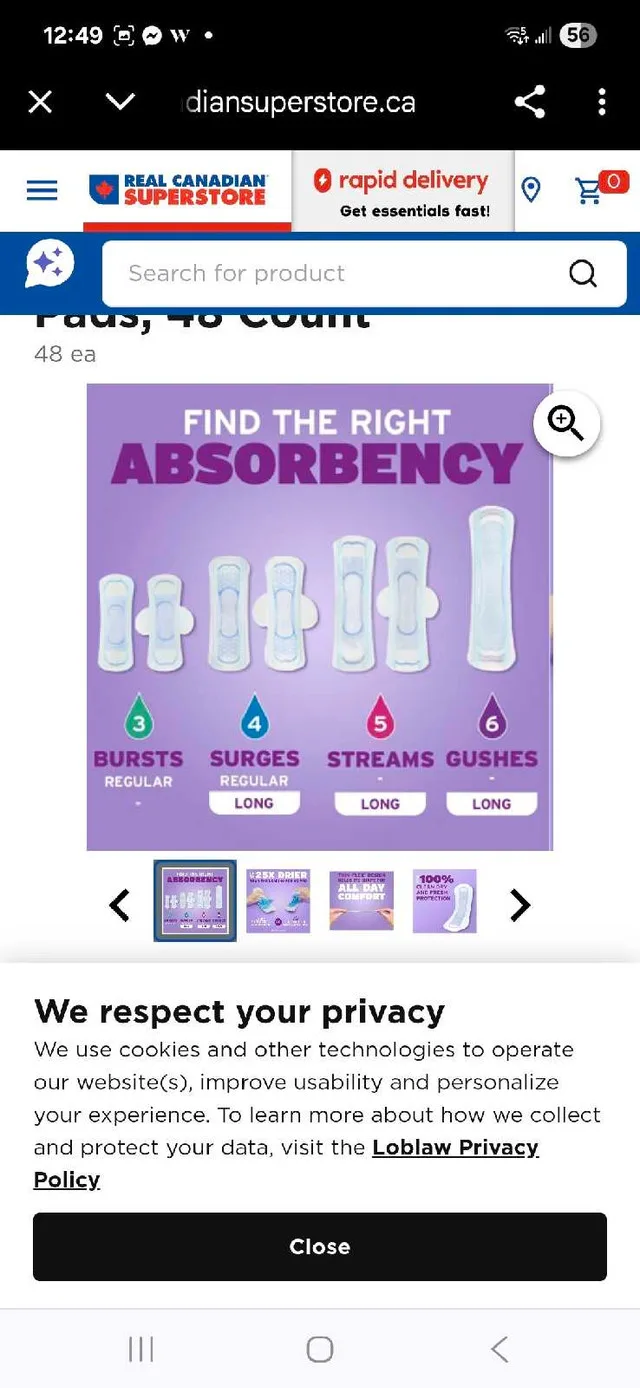 Poise Pads image indicator(2)