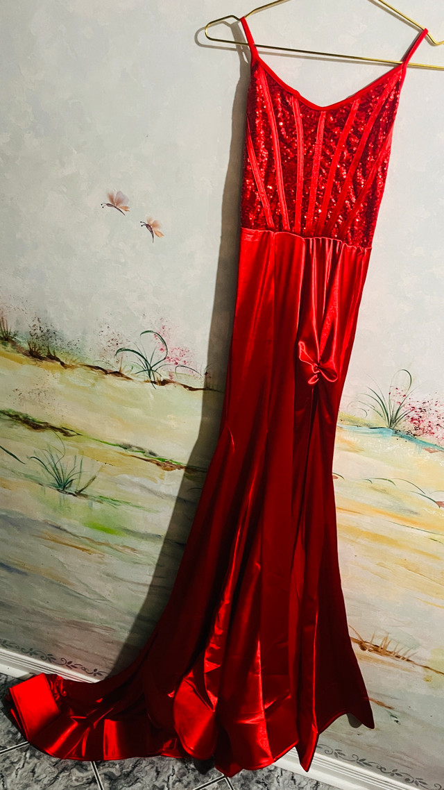 Red Sequin Long Dress-Size S - photo 3
