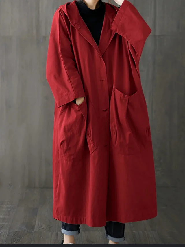 Oversized Womens Long Trench Coat! One Size thumbnail