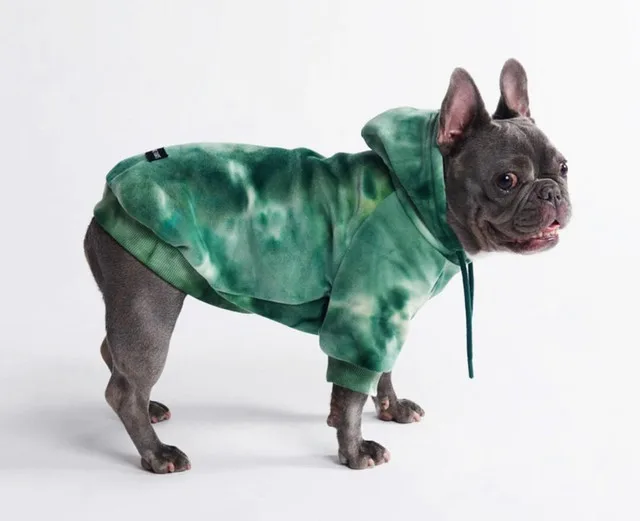 Velvet dog hoodie, emerald green 3XL thumbnail
