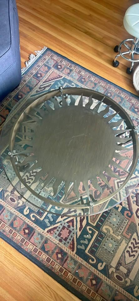 Sunburst brass coffee table