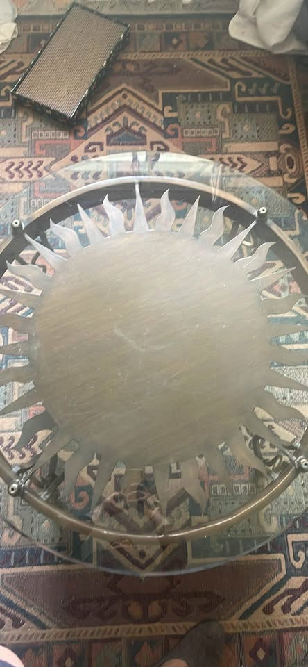 Sunburst brass coffee table - photo 3