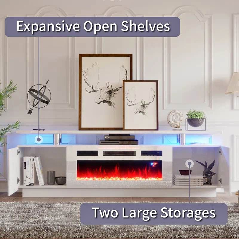 2 Tier High Gloss TV Stand *NO FIREPLACE INSERT*