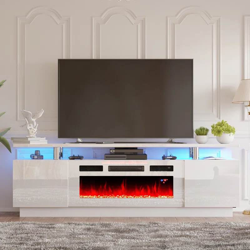 2 Tier High Gloss TV Stand *NO FIREPLACE INSERT* - photo 2