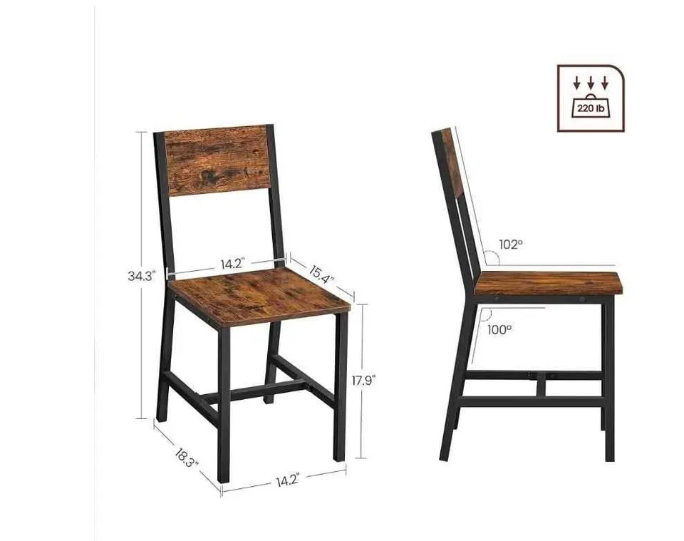 VASAGLE Rustic Dining Chairs (Set of 2) – Brand New image indicator(3)