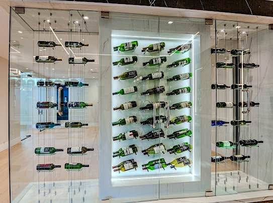 Empty wine bottles with stickers using for stagings
