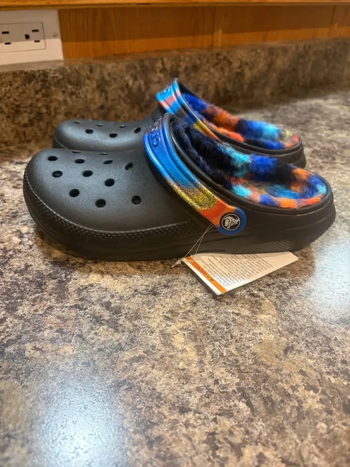 Black crocs with fur inside image indicator(2)