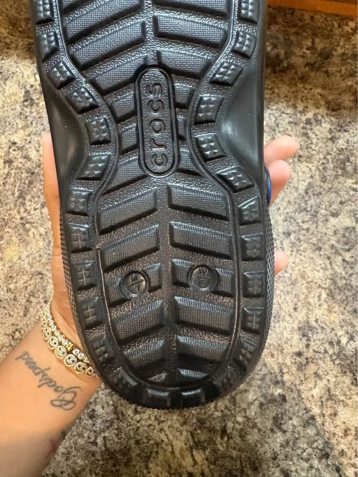 Black crocs with fur inside image indicator(4)