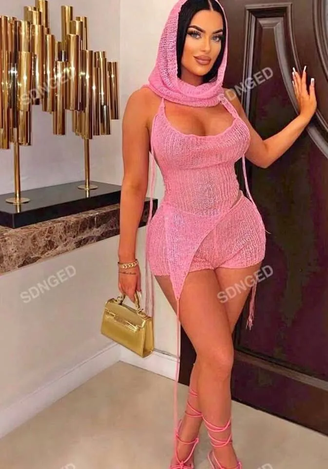 Cute pink 3 piece knitted set