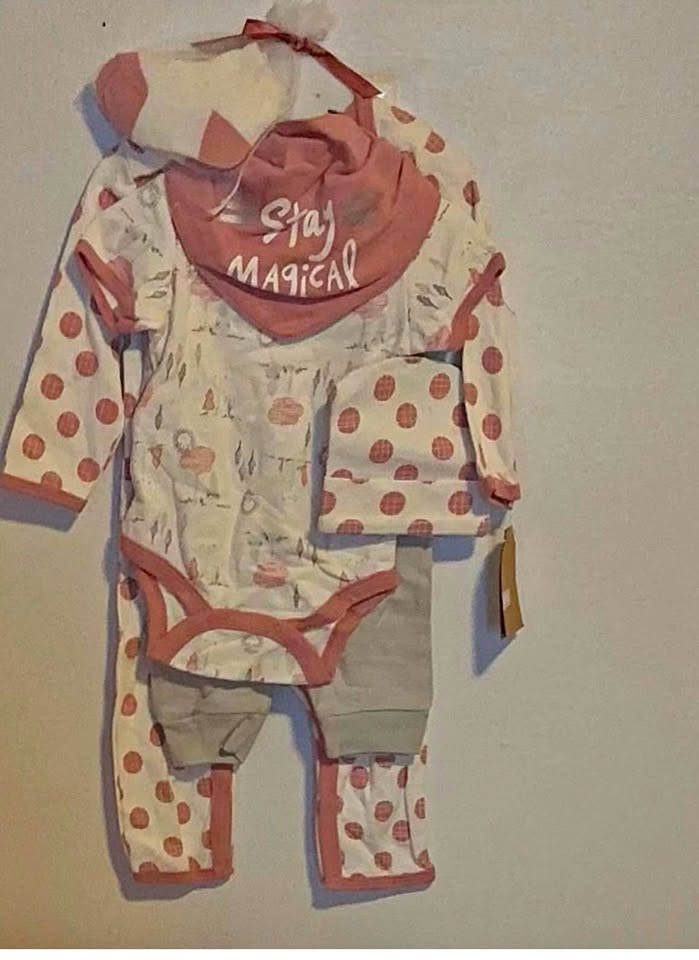 GIRLS 6PC BODYSUIT SET SIZE:3-6 MONTHS PRICE:$35