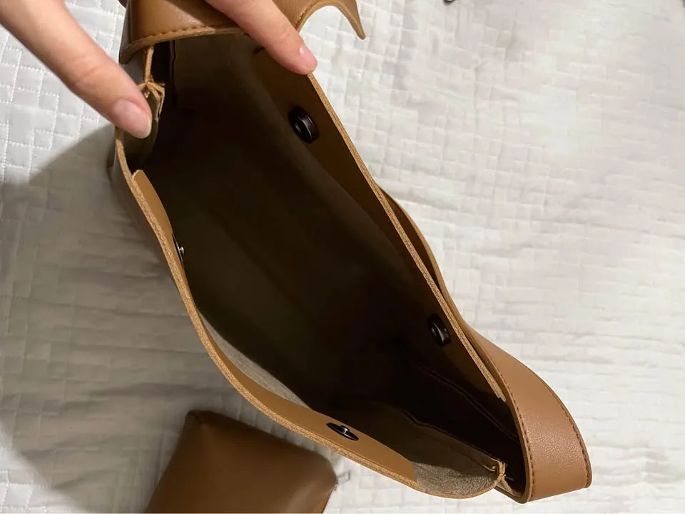 Faux Brown Leather Tote Bag image indicator(4)