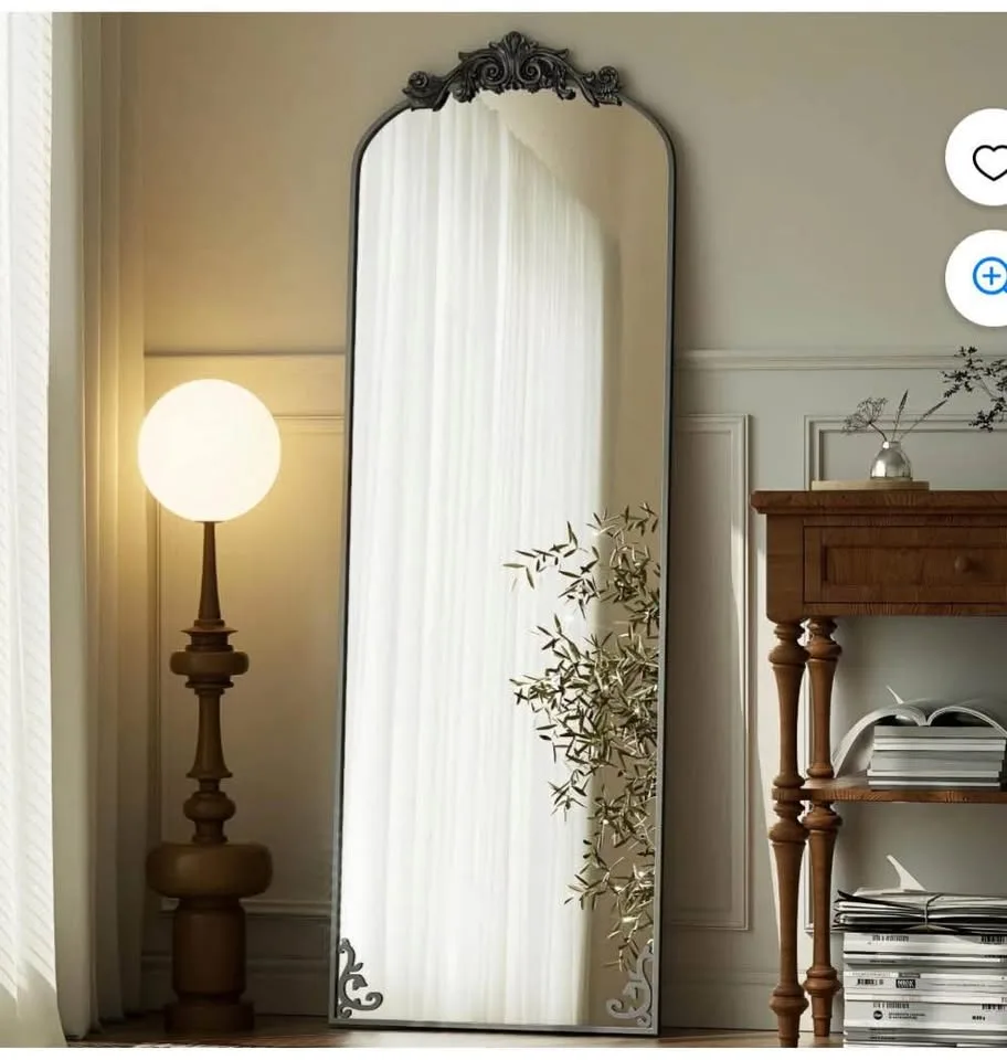 BEAUTYPEAK 65"x21" Arched Full Length Mirror Black image indicator(4)