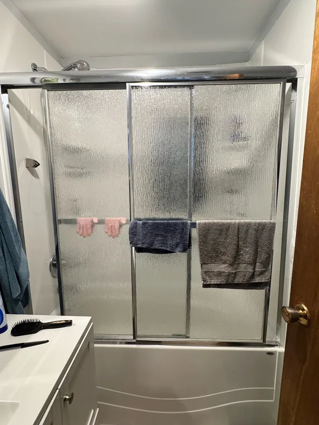 Glass shower doors and frame