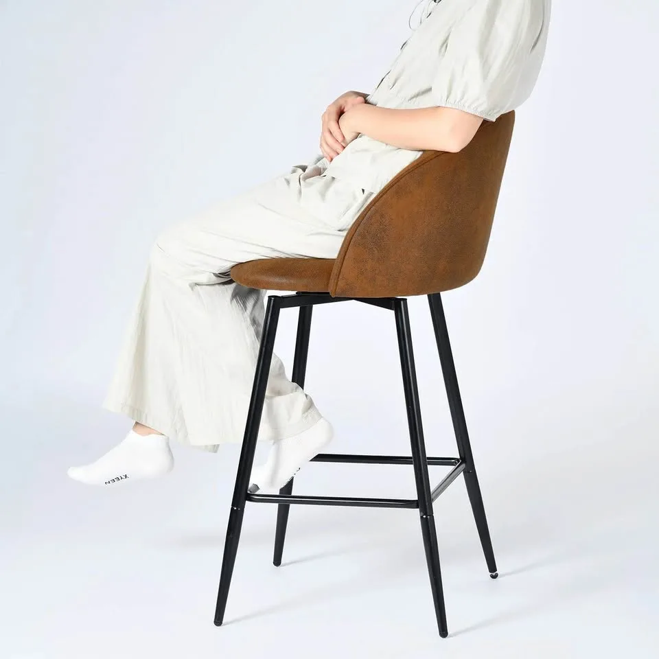 Brown 26" Swivel Counter Height Bar Stools Set of 2 image indicator(2)