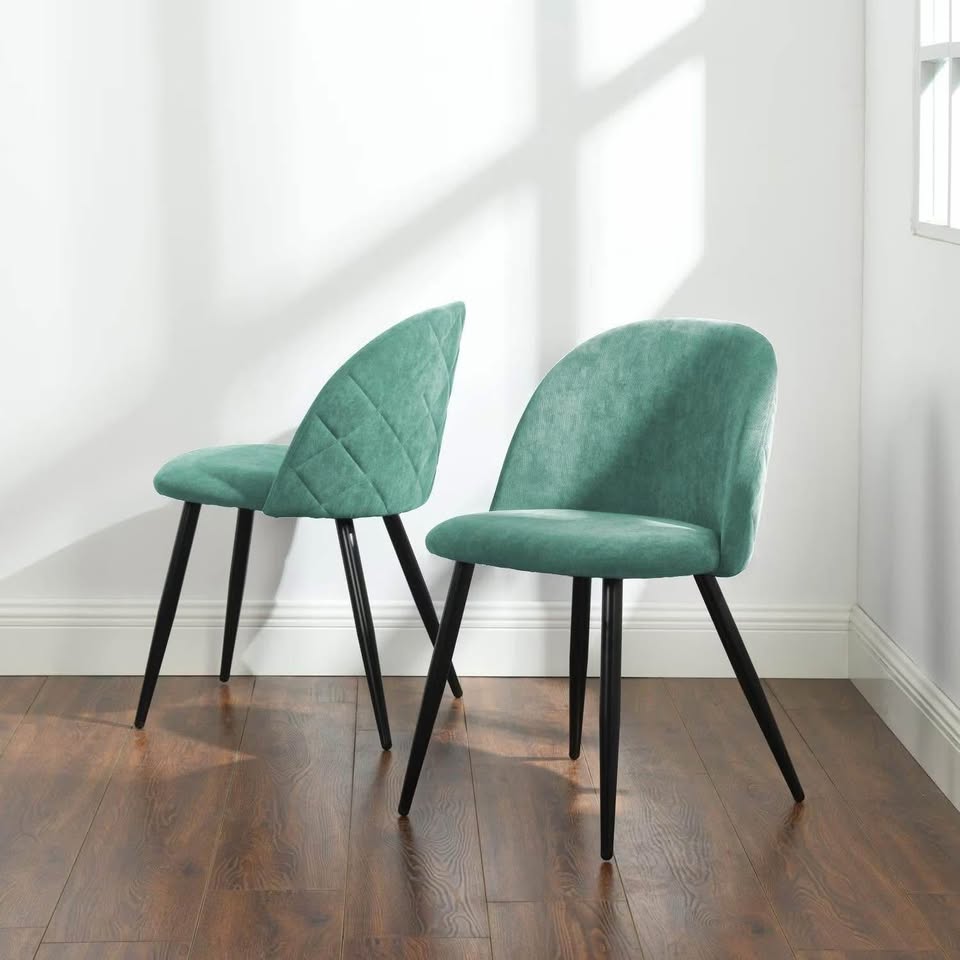 Set of 2 Dining Chairs Mid Round Back Upholstered #1030 - photo 2