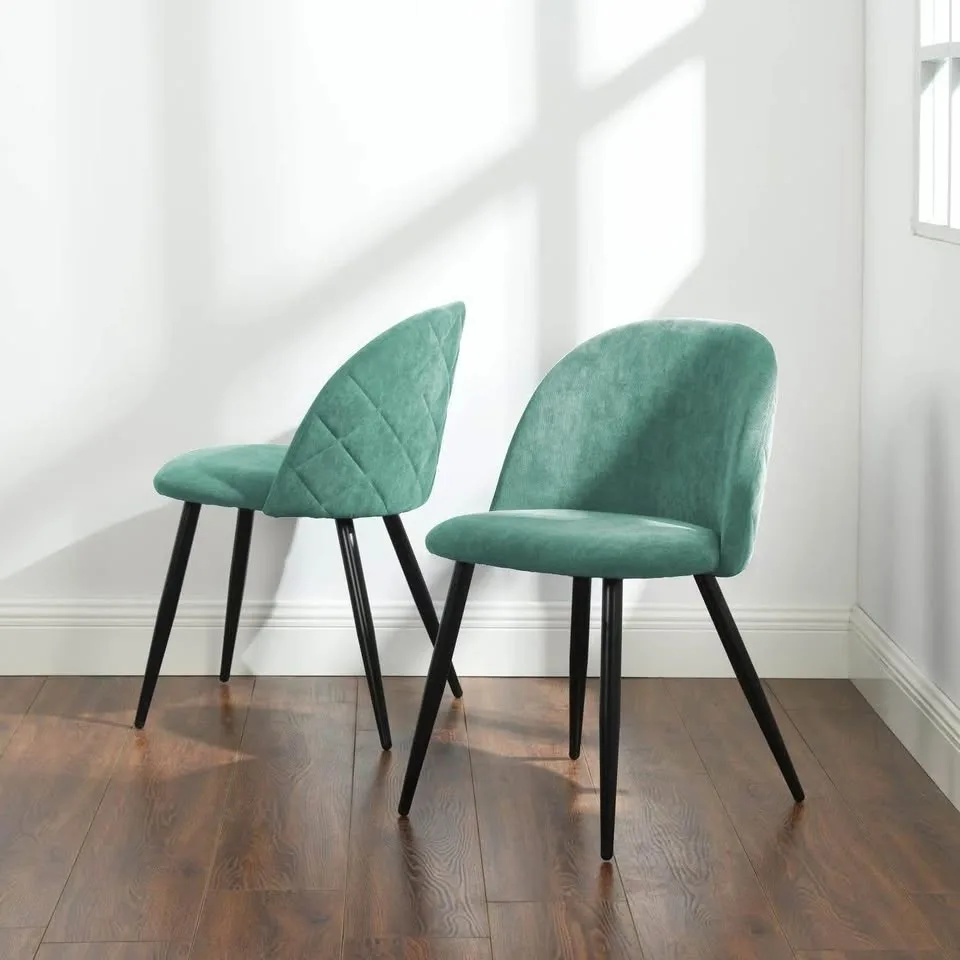 Set of 2 Dining Chairs Mid Round Back Upholstered #1030 image indicator(2)