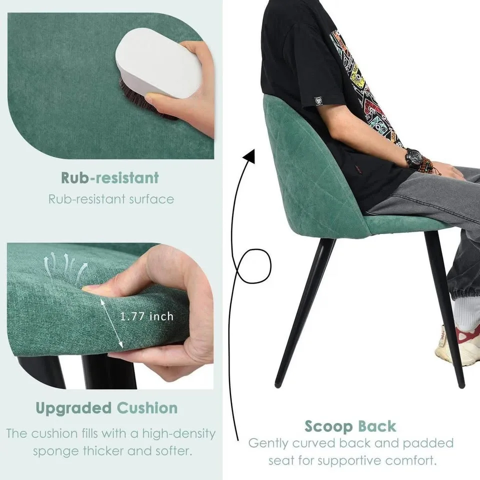 Set of 2 Dining Chairs Mid Round Back Upholstered #1030 image indicator(3)