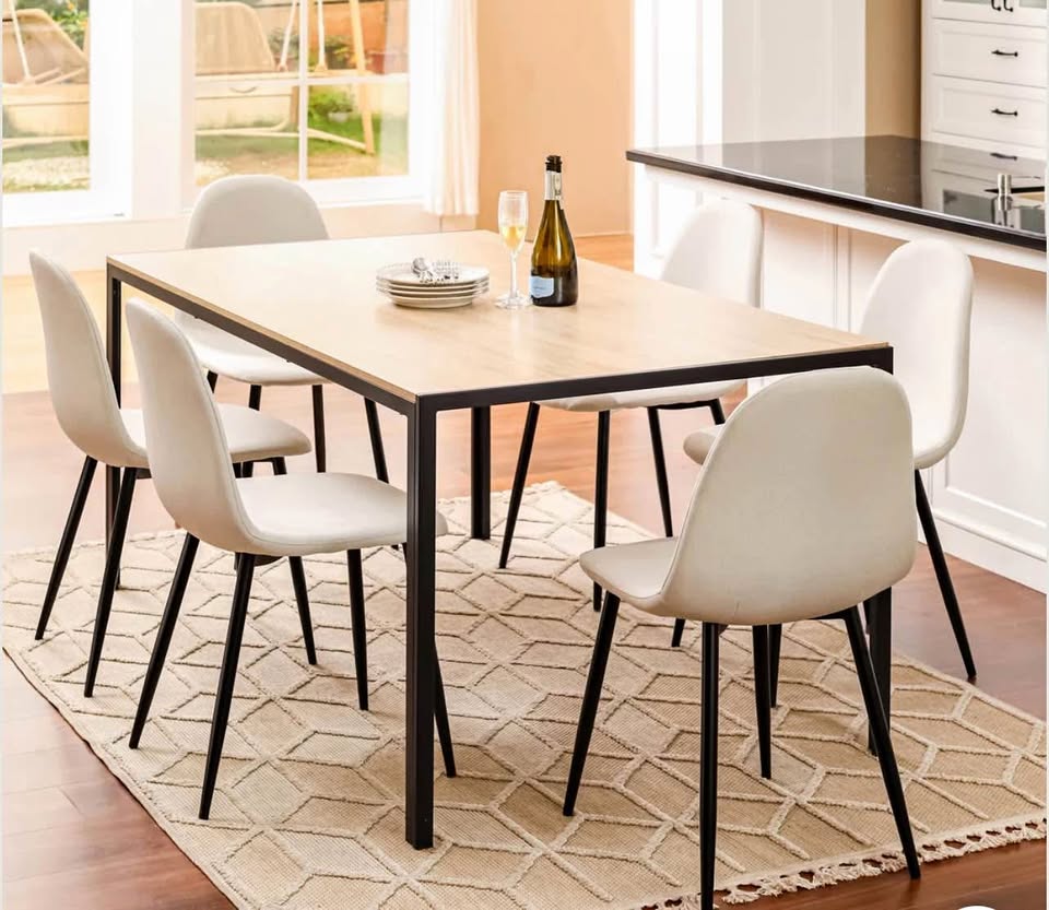 Set of 4 Scandinavian dining chairs CHARLTON FABRIC BEIGE