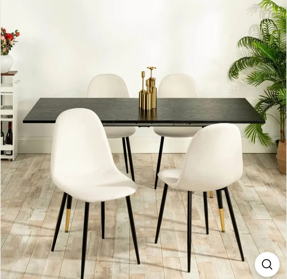 Set of 4 Scandinavian dining chairs CHARLTON FABRIC BEIGE image indicator(2)