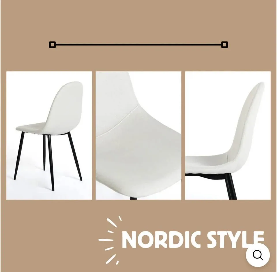 Set of 4 Scandinavian dining chairs CHARLTON FABRIC BEIGE image indicator(3)