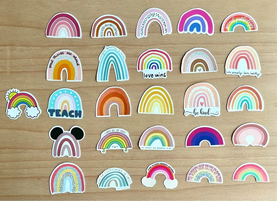 Pack of 51 Cute Boho Rainbow Aesthetic Vsco Stickers image indicator(7)