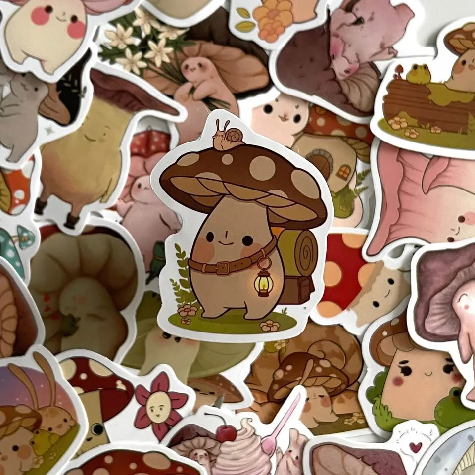 Pack of 30 Cute Mushroom Friends Stickers image indicator(2)