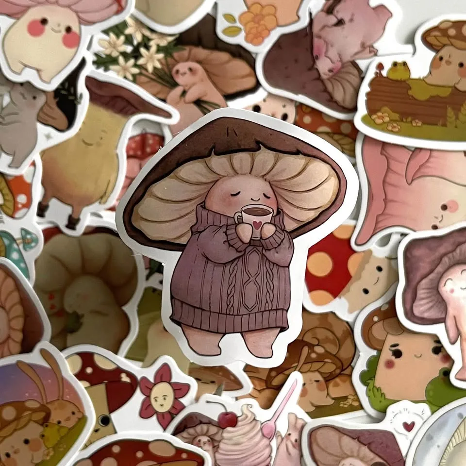 Pack of 30 Cute Mushroom Friends Stickers image indicator(3)