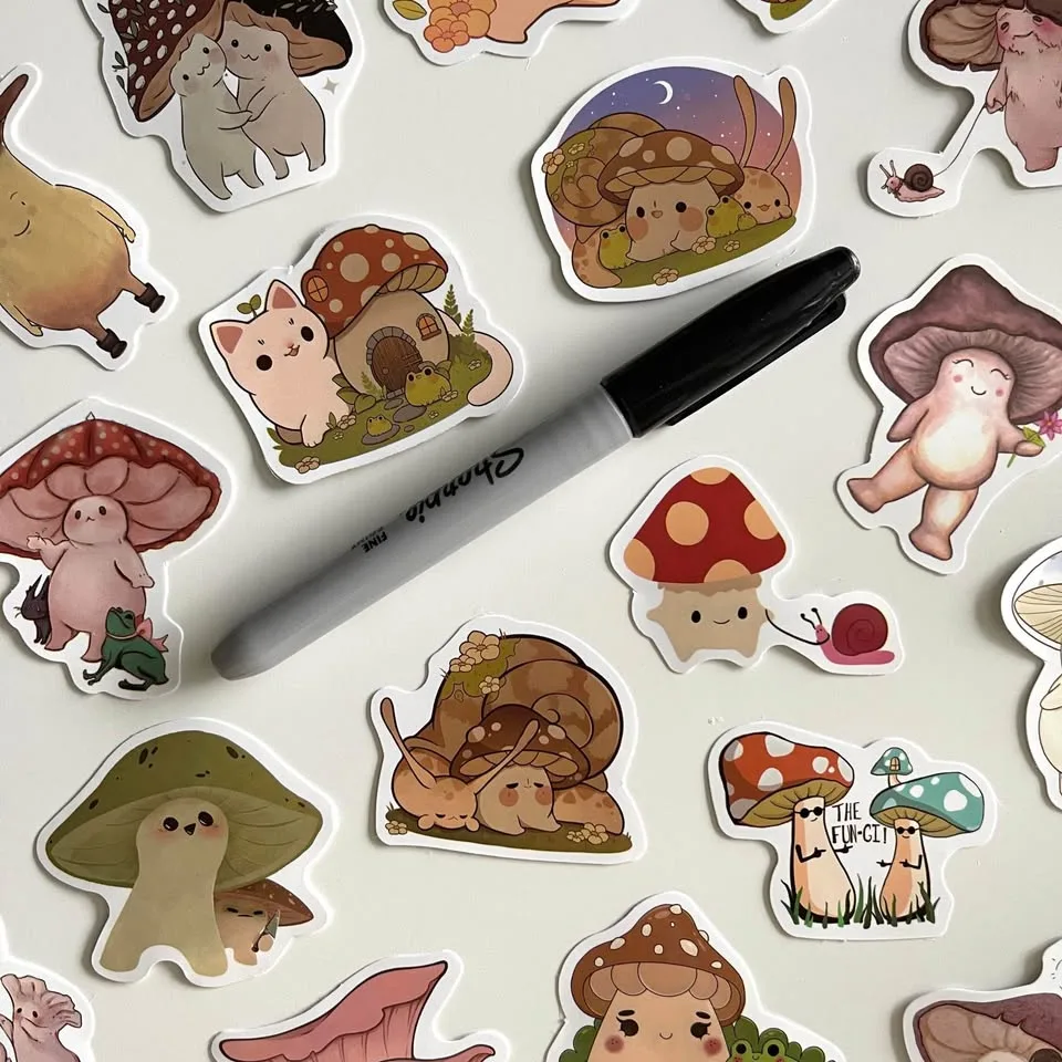 Pack of 30 Cute Mushroom Friends Stickers image indicator(5)