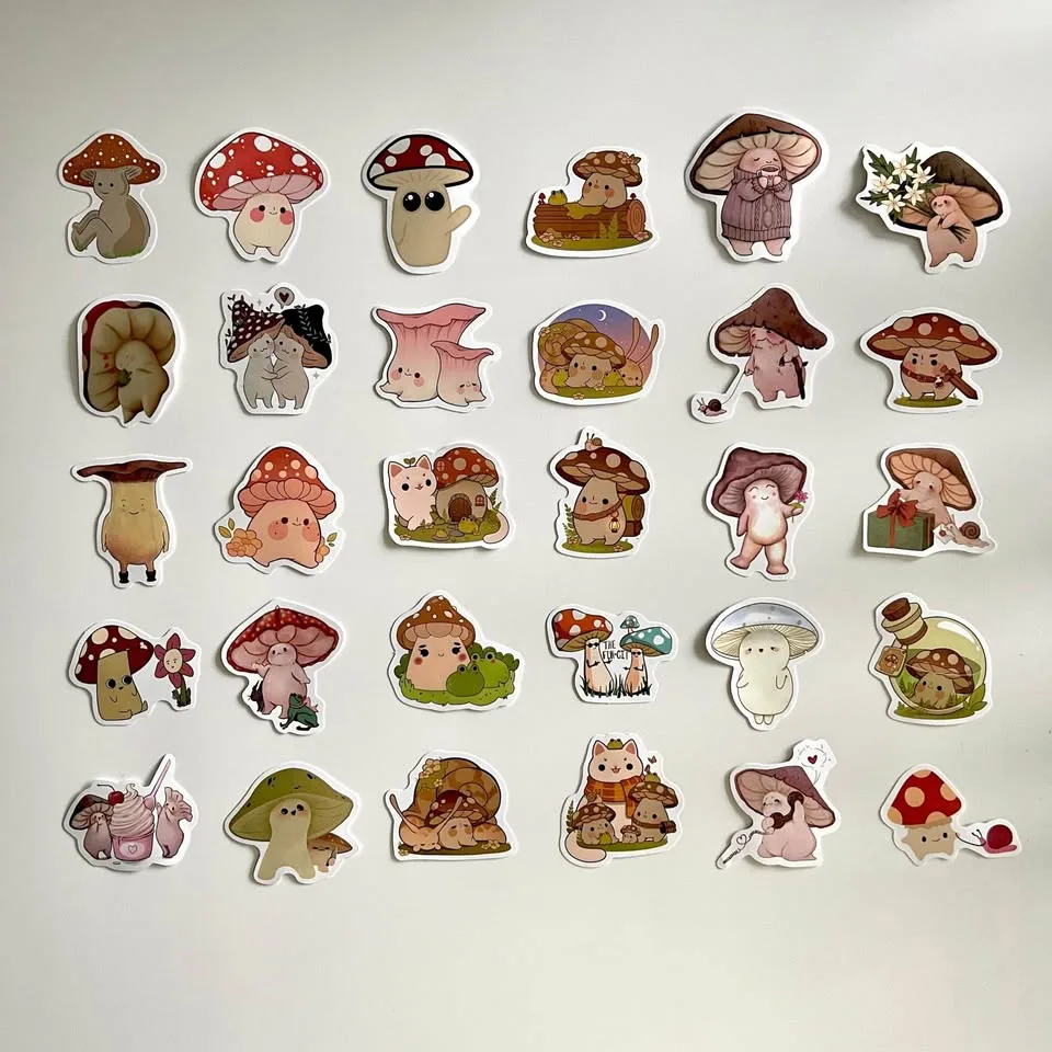 Pack of 30 Cute Mushroom Friends Stickers image indicator(6)