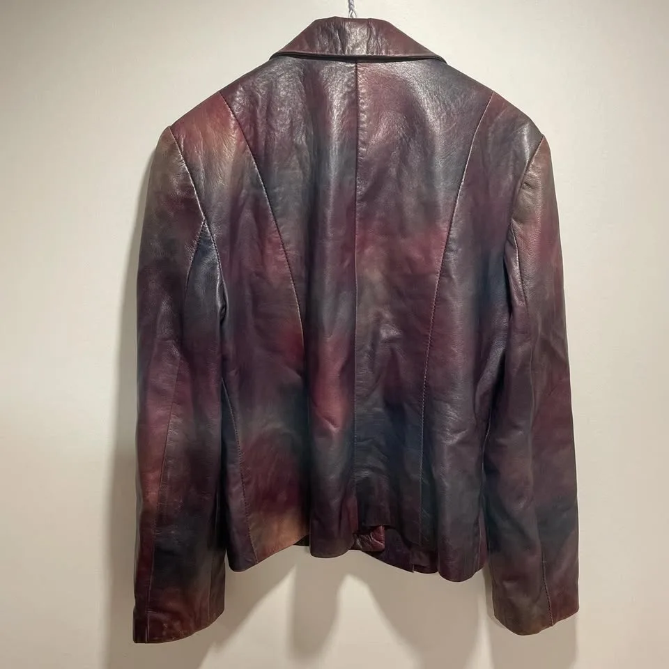 Vintage multi-color purple leather jacket image indicator(3)