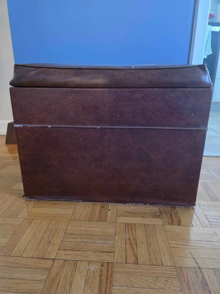 Brown Faux-Leather Storage Ottoman - Used, Great Cond. image indicator(7)