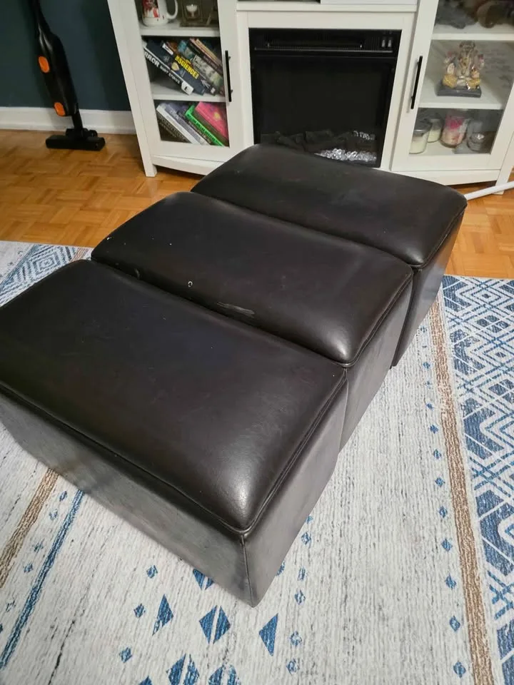 3-Piece Black Faux Leather Storage Ottoman / Bench – Modern & Fu image indicator(4)