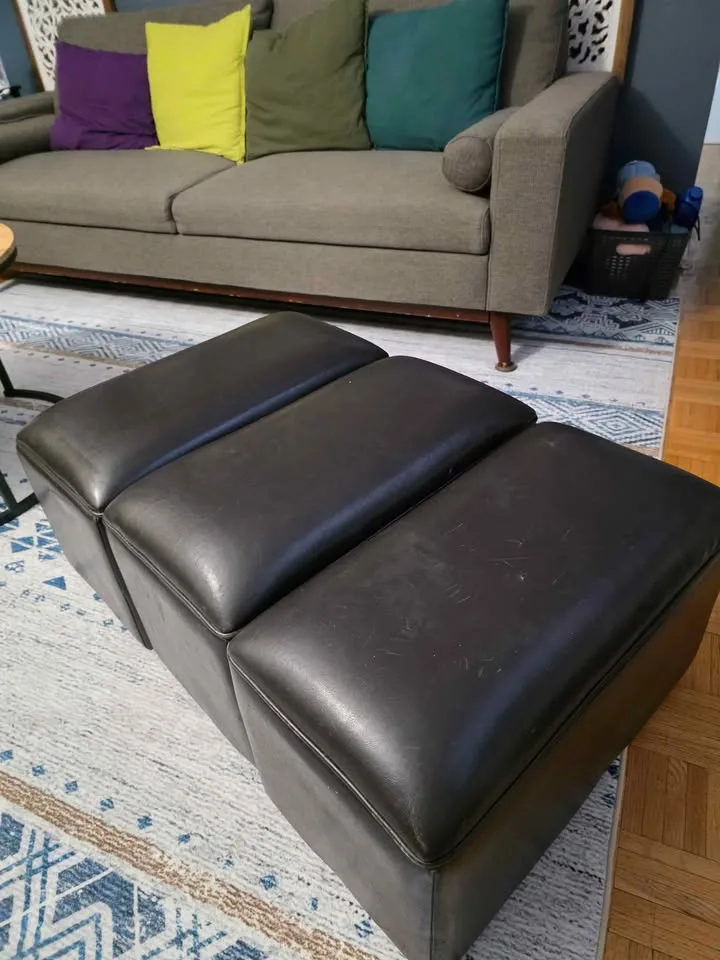 3-Piece Black Faux Leather Storage Ottoman / Bench – Modern & Fu image indicator(7)