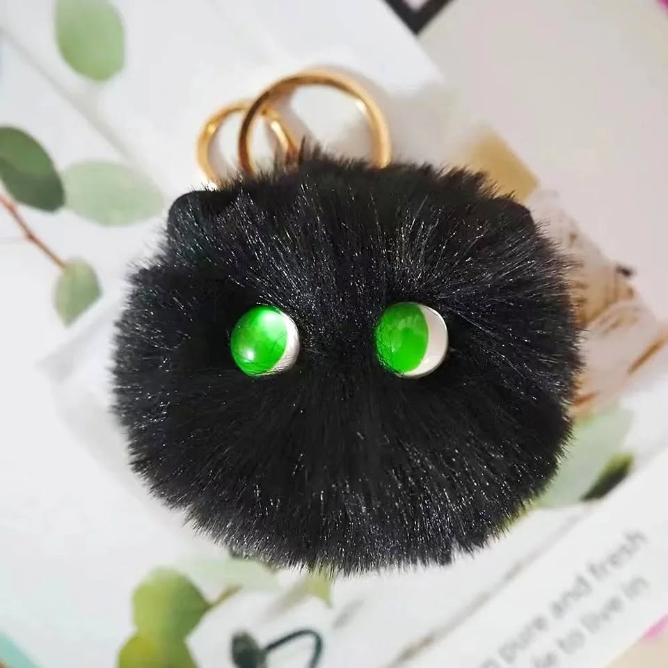 Fluffy Black Cat Keychain 🐾 | Cute Plush Bag Charm