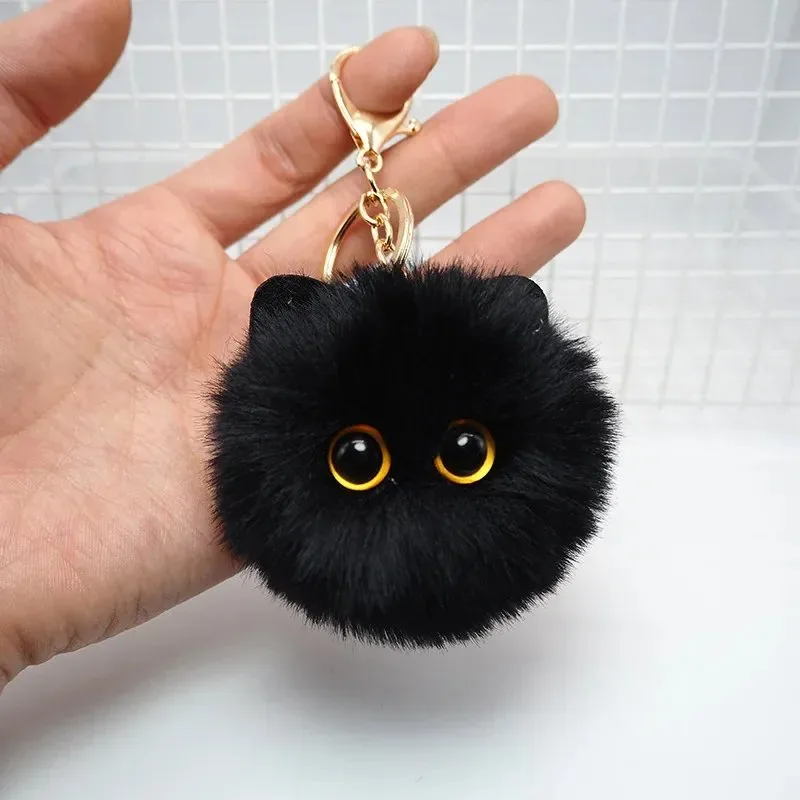 Fluffy Black Cat Keychain 🐾 | Cute Plush Bag Charm image indicator(2)