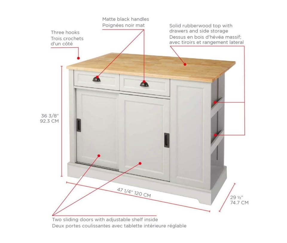 CANVAS Olsen Kitchen Island with Folding Leaf - photo 2