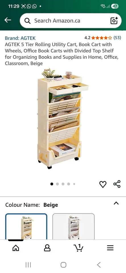 5 tier Rolling Utility Cart