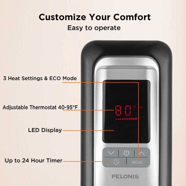Pelonis OilBase Heater, RemoteControl, TempDisplay, 1500w - photo 5