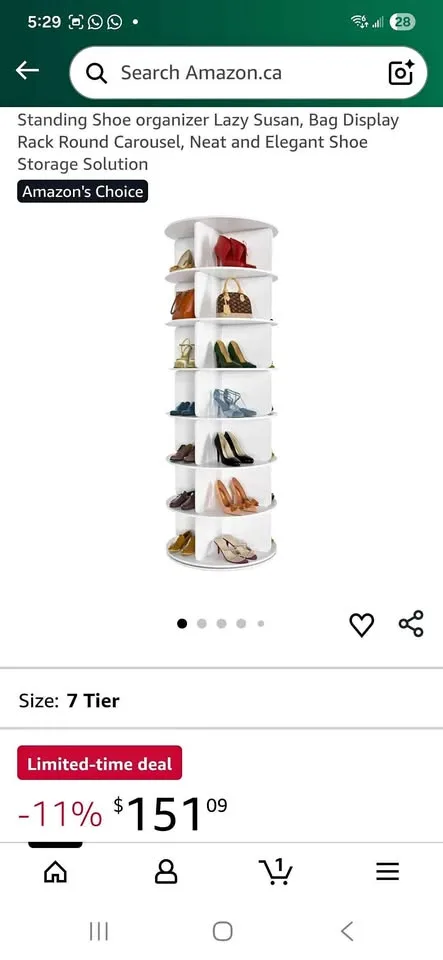 7 Tier Rotating Shoe Rack Tower BNIB