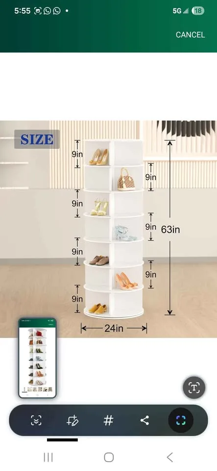 7 Tier Rotating Shoe Rack Tower BNIB image indicator(3)