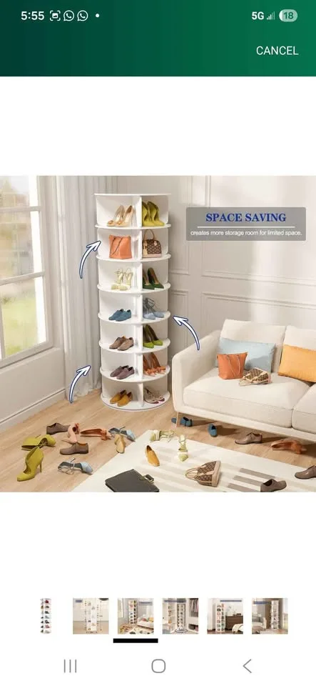 7 Tier Rotating Shoe Rack Tower BNIB image indicator(4)