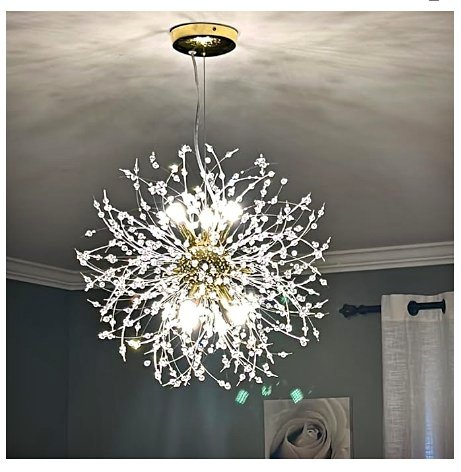 Vikaey Dandelion Crystal 9-light Gold Chandelier